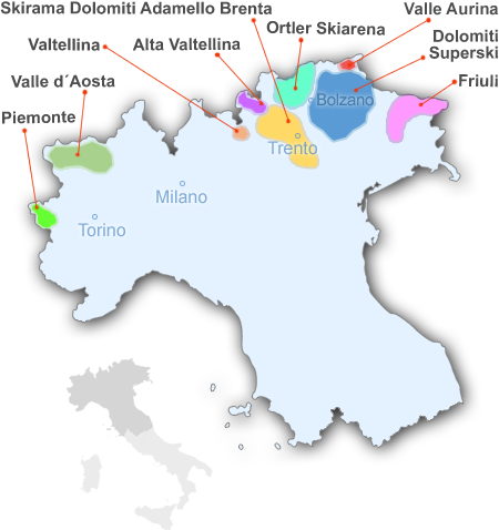mapa oblastí italie